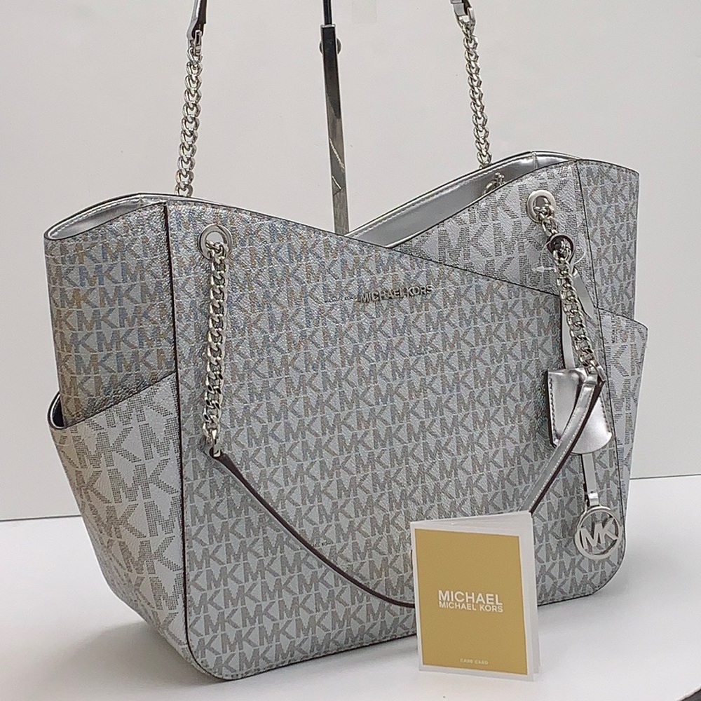Michael Kors Jet Set Travel Large Chained Tote Shoulder Bag MK 
Silver

NWT